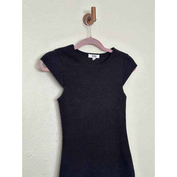 BB Dakota Small Sips Tee Body-con Mini Dress Cap Sleeve Black Ribbed - Picture 2 of 8
